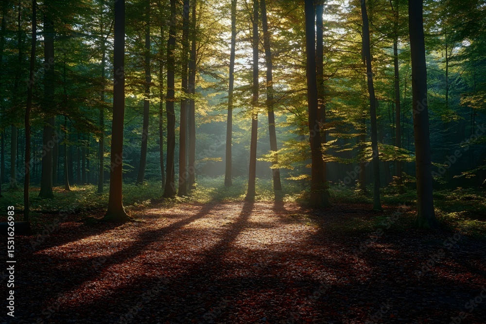 Obraz premium The forest light and shadow of sunlight jumping