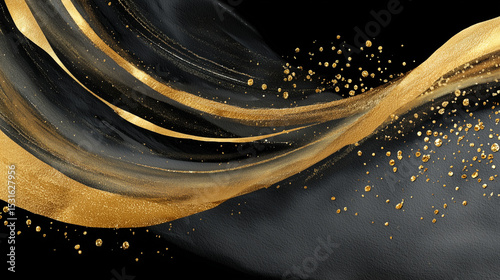 Elegant black and gold abstract flowing background
