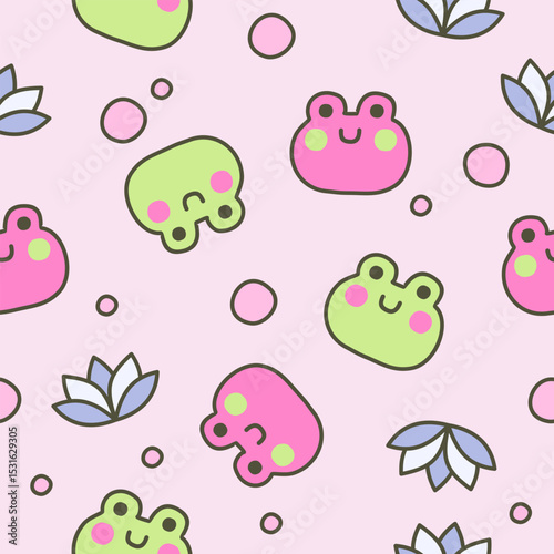 Cute frog pattern background vector design