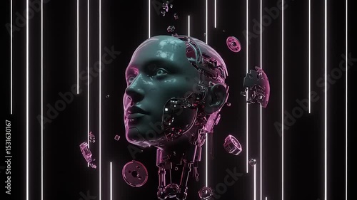 Cybernetic head with fragmented components
