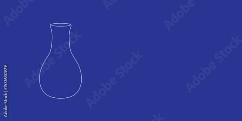 The outline of a large vase made of white lines on the left. 3D view of the object in perspective. Vector illustration on indigo background