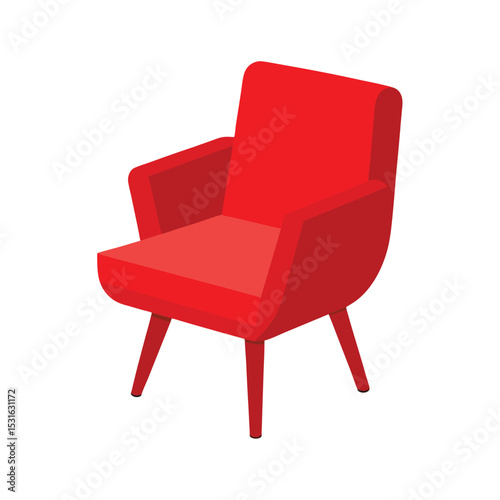 Red Chair Illustration Isolated on White Background 