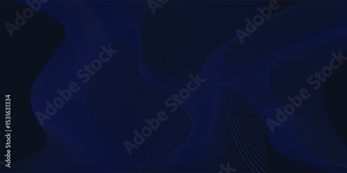Dark blue abstract background, elegant wave lines with character