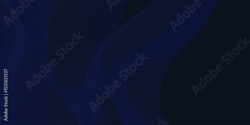Dark blue abstract background, elegant wave lines with character