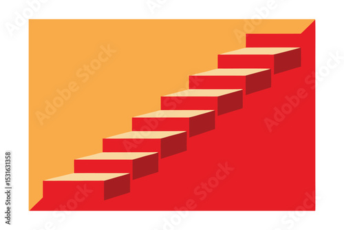 Illustration of Stairway with Red Track Leading 