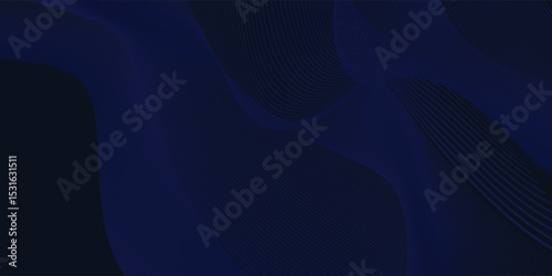 Dark blue abstract background, elegant wave lines with character