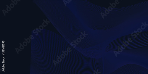 Dark blue abstract background, elegant wave lines with character