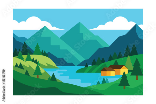 Mountain Valley Landscape Printable