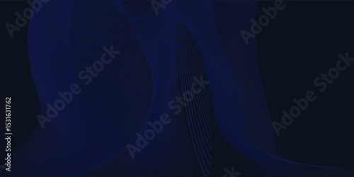 Dark blue abstract background, elegant wave lines with character