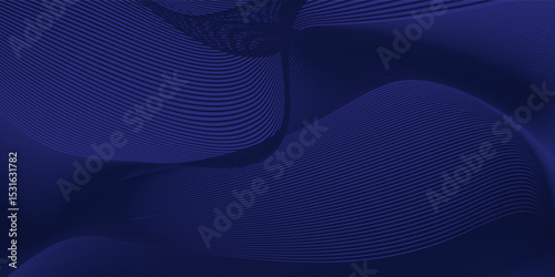Dark blue abstract background, elegant wave lines with character