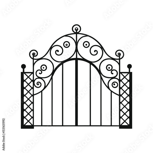 Ornate Forged Iron Gate Vector 
