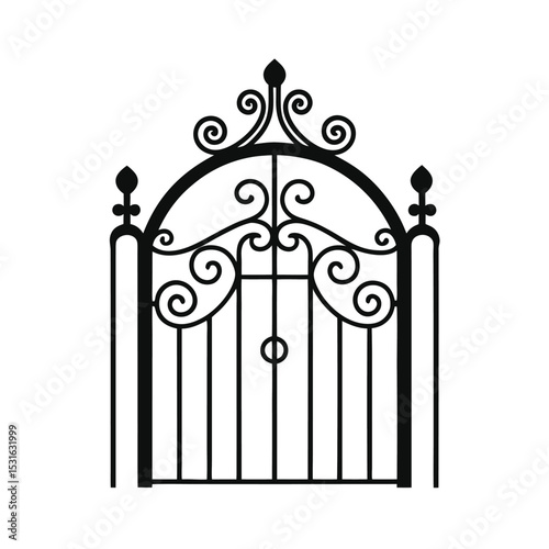 Ornate Forged Iron Gate Vector 