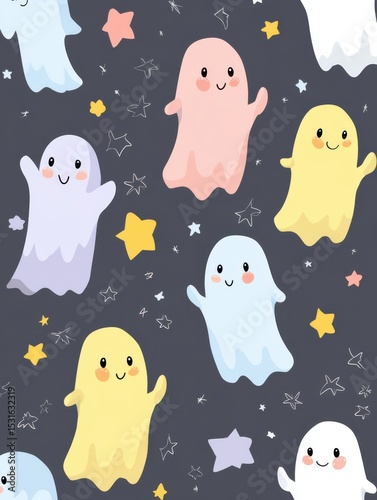 Cute ghosts in a playful pattern.