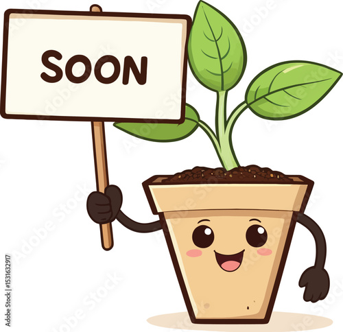 Coming Soon Cartoon Plant Anticipation And Growth Concept Illustration For Announcements Promotional Graphics And Website Banners
