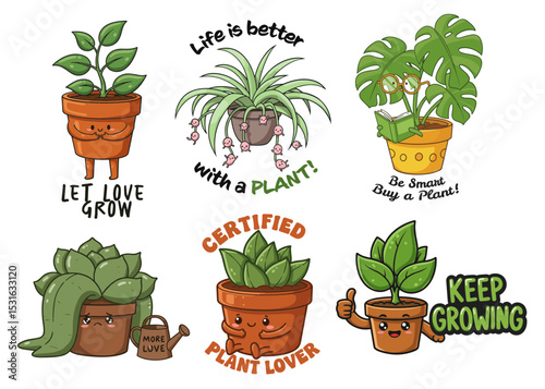 Cartoon plant lover concept collection
