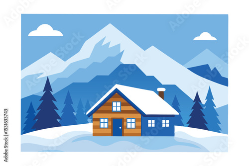 Cozy Log House Chalet in Snowy Mountain