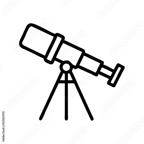 Telescope Illustration: A simple yet elegant line art illustration of a telescope, symbolizing exploration, discovery, and the vastness of the cosmos.