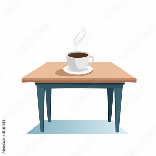 Minimalist Study Table with Coffee A Cozy Workspace Illustration