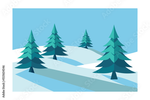 Winter Wonderland with Fir Trees 