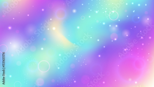 Kawaii Gradient. Pink Princess Background And Beautiful Rainbow Hologram. Purple Fairy Pattern. Vector Cartoon Galaxy With Sparkle And Mermaid Glitter. Blue Kawaii Gradient.