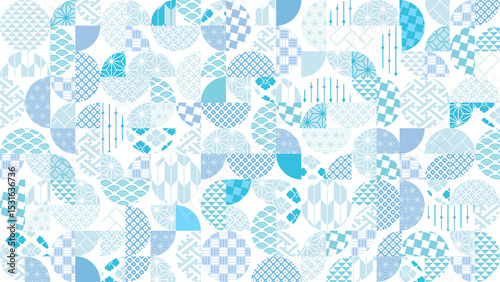 夏の季節の涼しい和柄背景イラスト