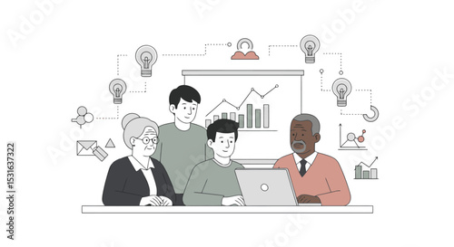Collaborative Business Strategy: Diverse Team Brainstorming