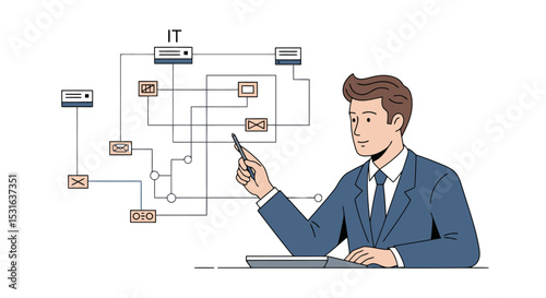 IT Infrastructure Explanation: Man Presenting Network Diagram