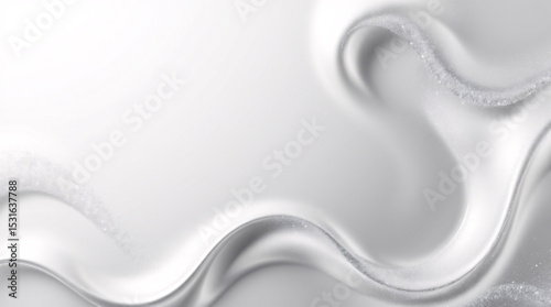 Abstract minimal silver background designed with fluid shimmer lines and a silky wave pattern.