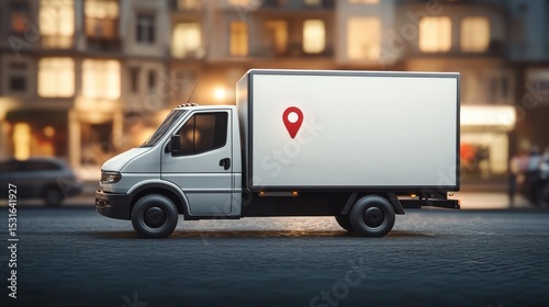 Branded delivery truck with wireless GPS signal icon above representing active tracking