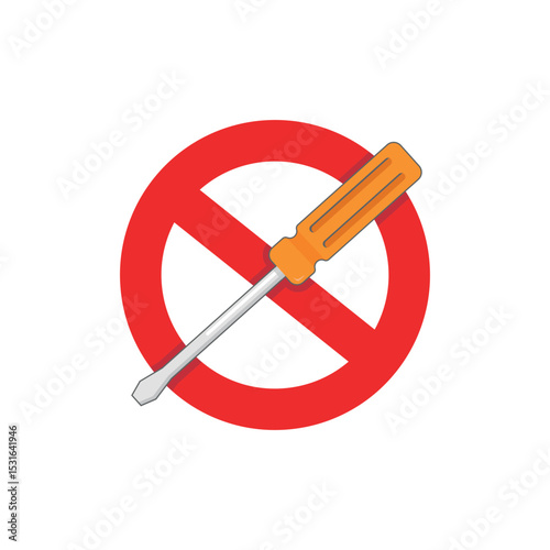 Vector design of a sign prohibiting the use of screwdrivers.