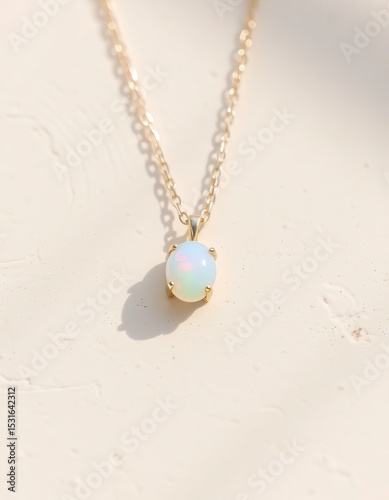 Delicate Opal Necklace Elegant Gold Chain with Gemstone Pendant