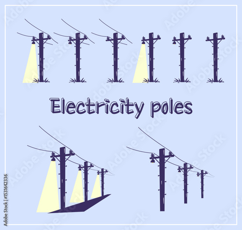 Illustration of Electricity Pylons with Power Lines