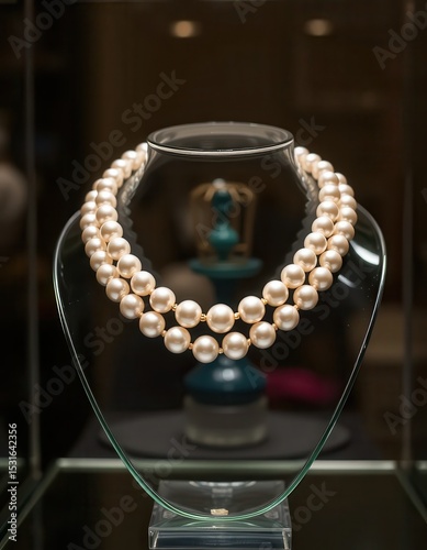 Elegant Double-Stranded Pearl Necklace on Display