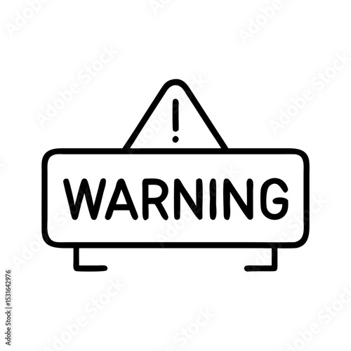 Warning sign with alert symbol in minimalist design  