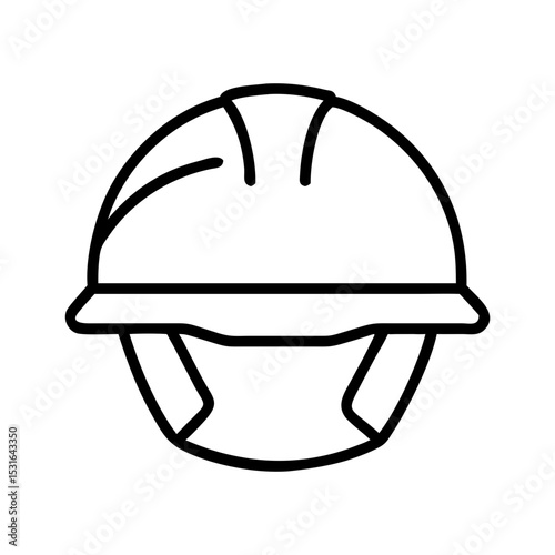 Construction safety helmet icon in minimalist line art style  