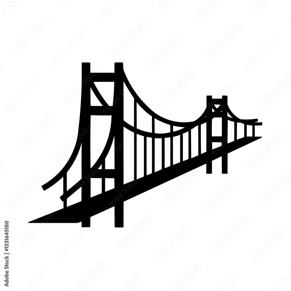 Obraz premium Suspension Bridge Silhouette Icon