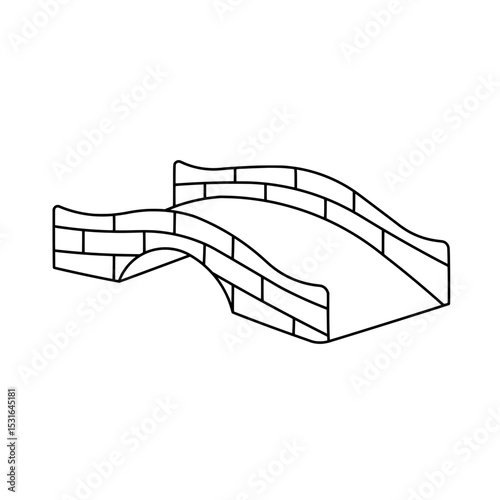 Arched Stone Bridge Line Art Illustration