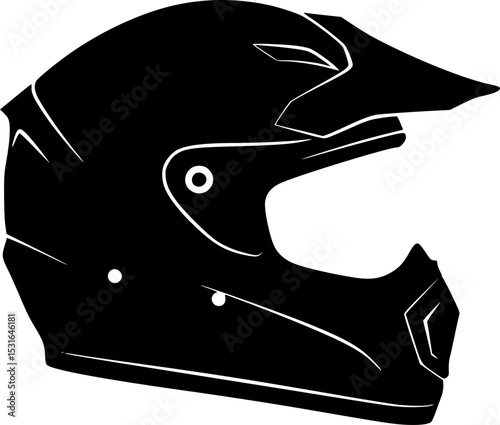 Racing Helmet Icon: Bold black silhouette of a racing helmet, perfect for motorsport designs and branding.
