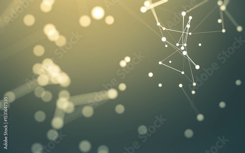 Fototapeta Naklejka Na Ścianę i Meble -  Abstract background. Molecules technology with polygonal shapes, connecting dots and lines. Connection structure. Big data visualization.
