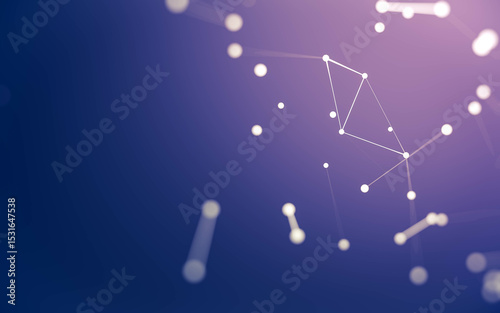 Fototapeta Naklejka Na Ścianę i Meble -  Abstract background. Molecules technology with polygonal shapes, connecting dots and lines. Connection structure. Big data visualization.