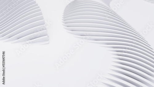 Abstract Curved Shapes. White Circular Background.
