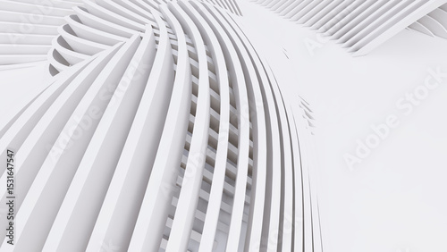 Abstract Curved Shapes. White Circular Background.