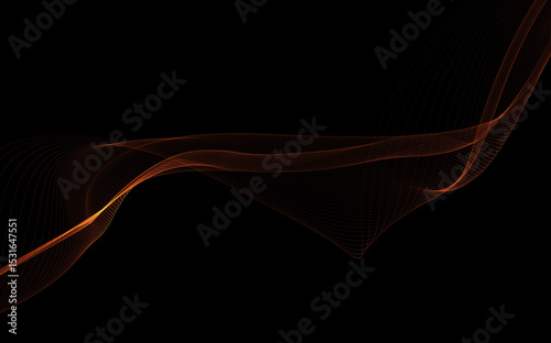 Dark abstract background with a glowing abstract waves