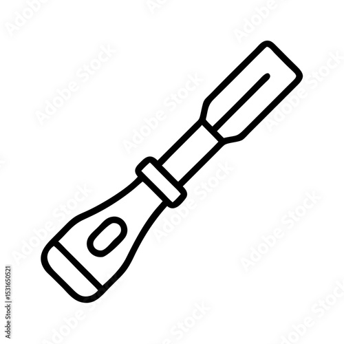 Wood chisel tool with a wooden handle and metal blade  