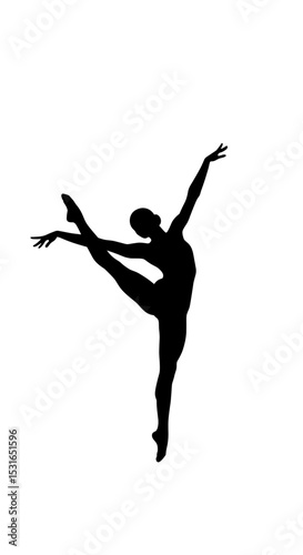 Silhouette of ballerina in elegant arabesque pose