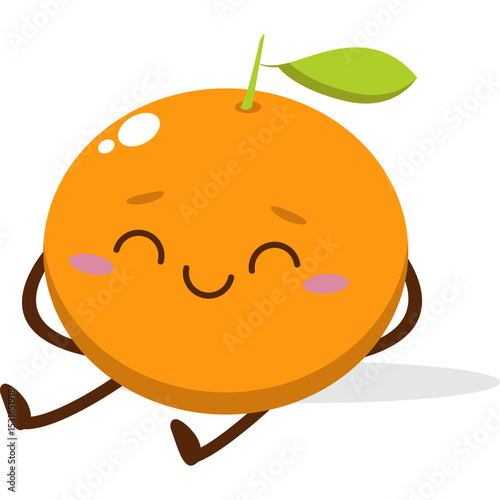 Cute Kawai Orange Character Mascot Element Icon