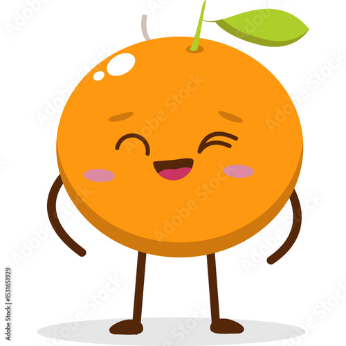 Cute Kawai Orange Character Mascot Element Icon