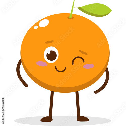 Cute Kawai Orange Character Mascot Element Icon
