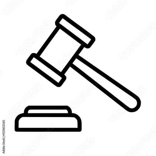 Minimalist gavel icon symbolizing law, justice, court, and legal decisions
