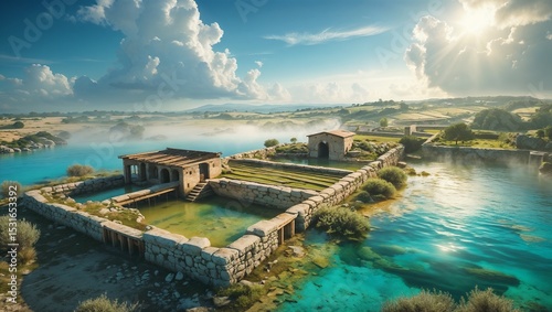 Ancient Roman Fish Farm Aerial Reconstruction	
